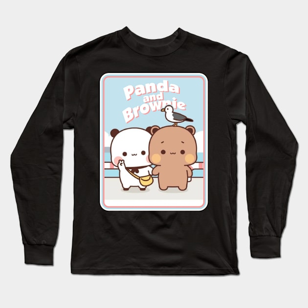 PANDA AND BROWNIE Long Sleeve T-Shirt by rahobisona